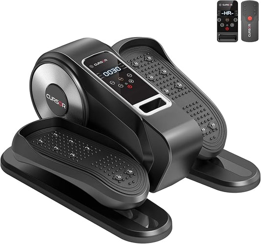 Under Desk Elliptical Machine, Electric Seated Pedal Exerciser, Mini Ellipse Leg Exerciser with Remoter, 12 Level Speeds, Forward & Reverse Direction, Manual & Auto Mode for Home Office