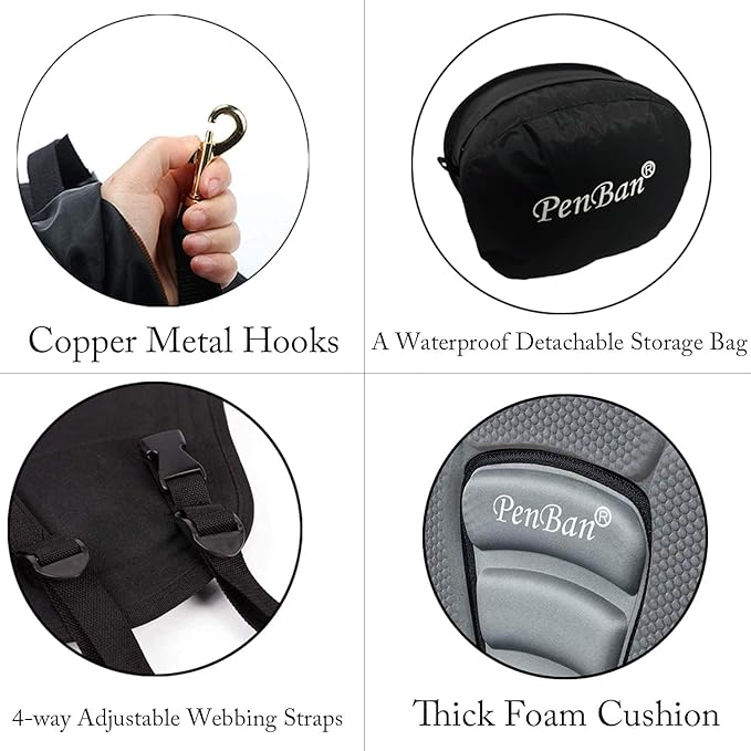 Universal Deluxe Kayak Seat Cushion with Storage Bag for Kayak,Padded Boat,SUP,Canoe,Fishing Boat,Seats with 4 Adjustable Straps