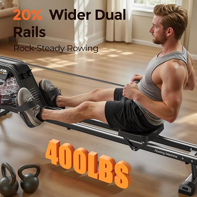 YOSUDA Magnetic/Water Rowing Machine for Home - Rower Machine Use with Bluetooth, App Supported, Rowing Machine for Taller Power Athletes, Comfortable Seat Cushion