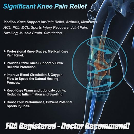 NEENCA Knee Braces for Knee Pain Relief, Compression Knee Sleeves with Patella Gel Pad & Side Stabilizers, Knee Support for Weightlifting, Running, Workout, Arthritis, Meniscus Tear, Men Women. ACE-53