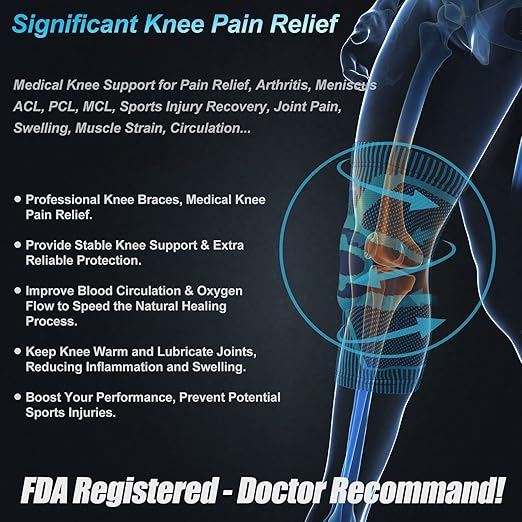 NEENCA Knee Brace for Knee Pain Relief, Medical Knee Support with Patella Pad & Side Stabilizers for Women & Men, Compression Knee Sleeve for Meniscus Tear, ACL, Arthritis, Joint Pain, Runner, Sport