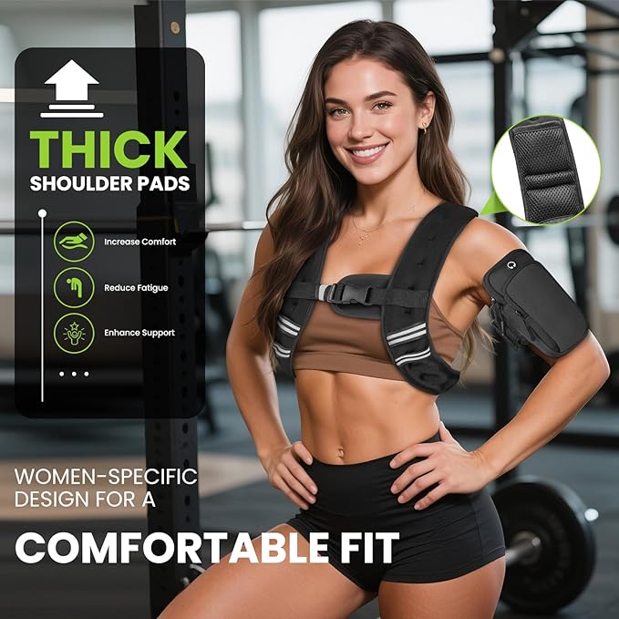 GEEBOBO Weighted Vest for Women Men, 8lb/12lb/16lb/20lb/25lb/30lb Weighted Vest Woman Adjustable Weights for Walking, Strength Training, Running, Muscle Building