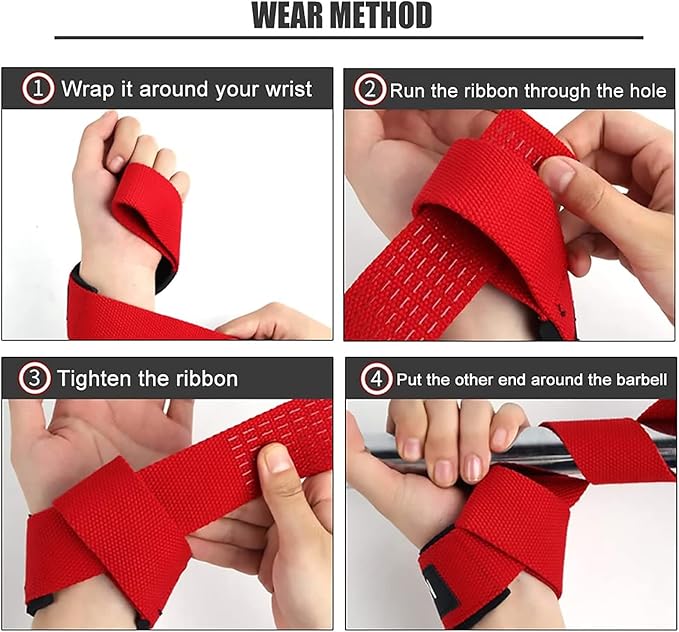 SKDK Cotton Hard Pull Wrist Lifting Straps Grips Band-Deadlift Straps with Neoprene Cushioned Wrist Padded and Anti-Skid Silicone - for Weightlifting, Bodybuilding, Xfit, Strength Training