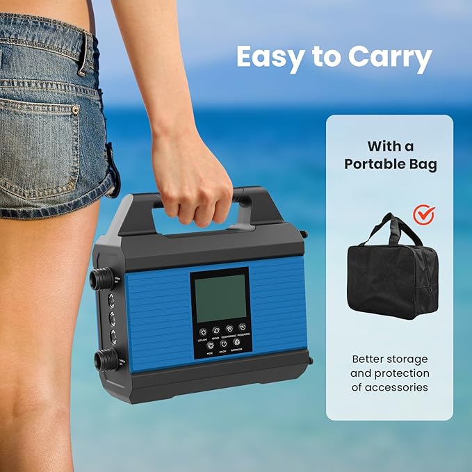 20PSI Paddle Board Pump, Sup Pump Electric Portable with Auto-Off/Deflation, Dual Stage 12V DC Car Connector Air Pump for Inflatables, Kayak and Air Mattress