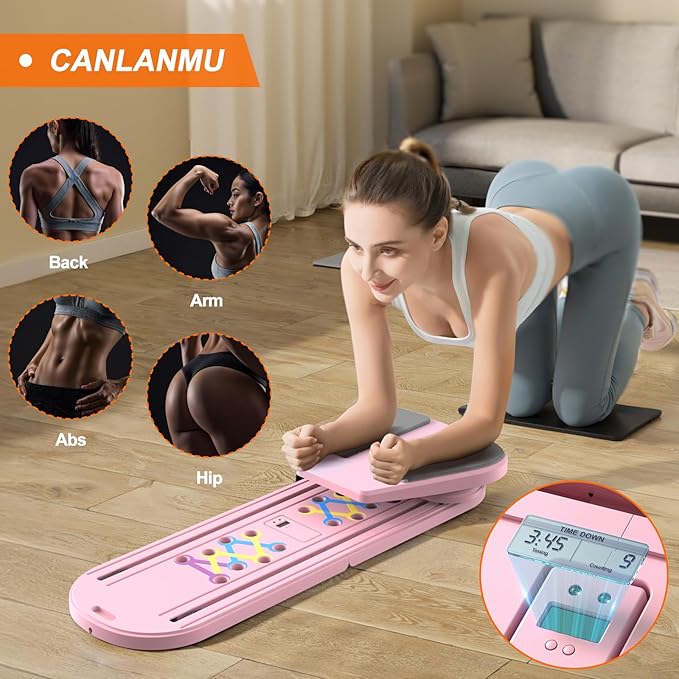 Pilates Board,Pilates Reformer Sets, Multifunctional Abdominal Pilates Board for Home Workout Equipment, Portable Foldable Ab Board Trainer Pilates Exercise Machine,Pilates Board for Women