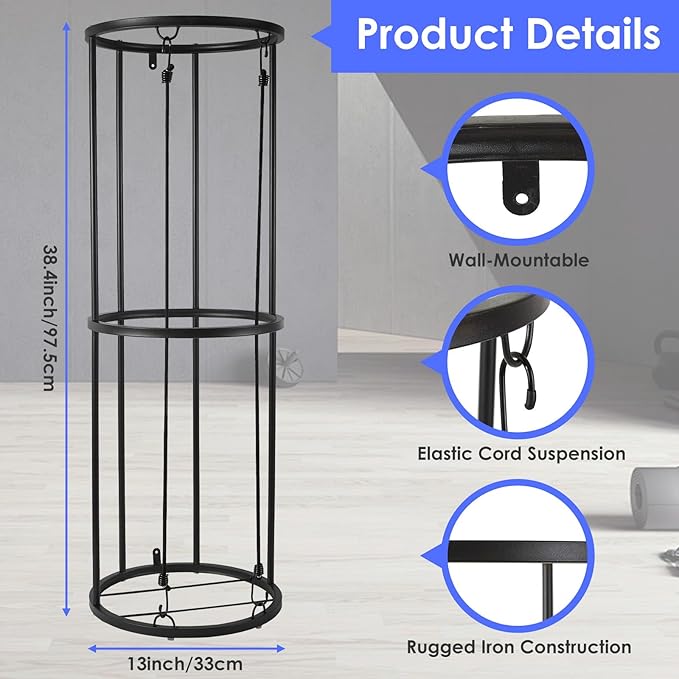 Garage Ball Storage Rack - Wall-Mounted Vertical Ball Holder for Basketball, Soccer, Volleyball, Football - Space-Saving Sports Organizer for Garage, Home, Basement, Kids' Room, Outdoor Use