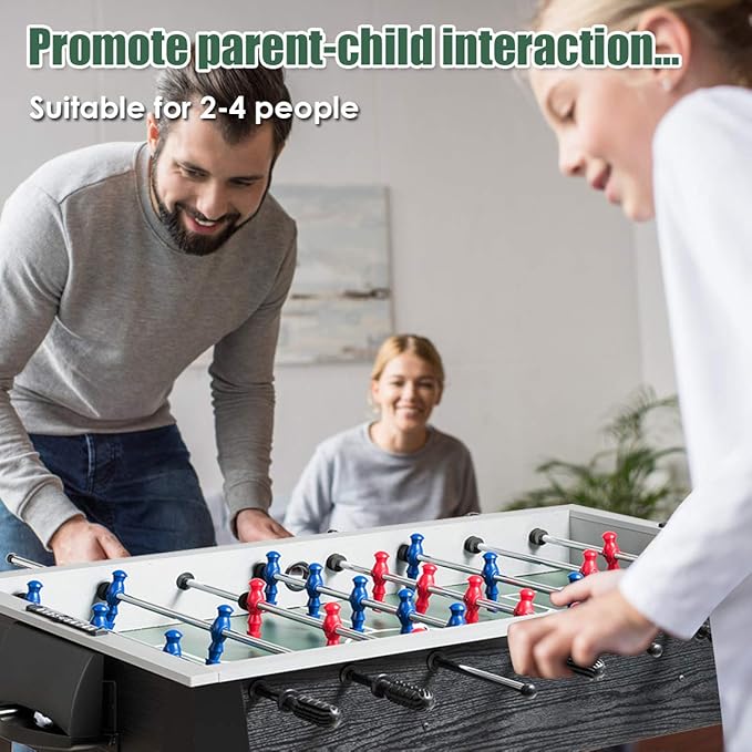 Giantex 48'' Foosball Table, Wooden Soccer Table Game w/Footballs, Suit for 4 Players, Competition Size Table Football for Kids, Adults, Football Table for Game Room, Arcades