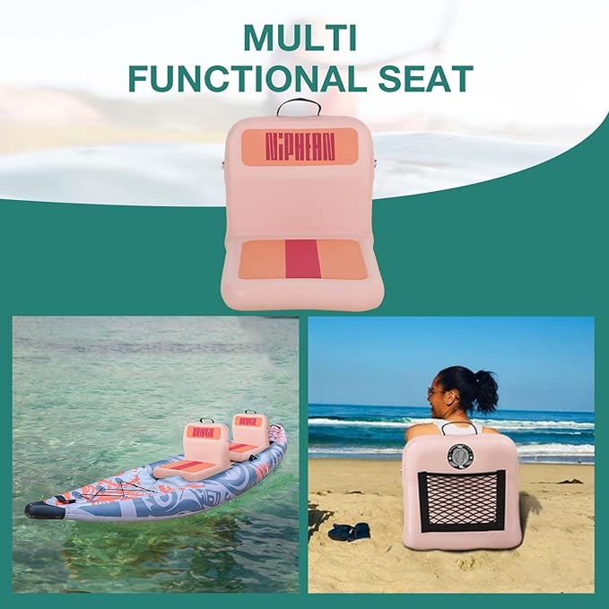 Niphean Inflatable Kayak Seat with Back Support, Sturdy Paddle Board Seat for Inflatable Boards, Canoe Seat, Boat Seat, SUP Seat, Supportive Kayak Seats with Back Support for Versatile Use