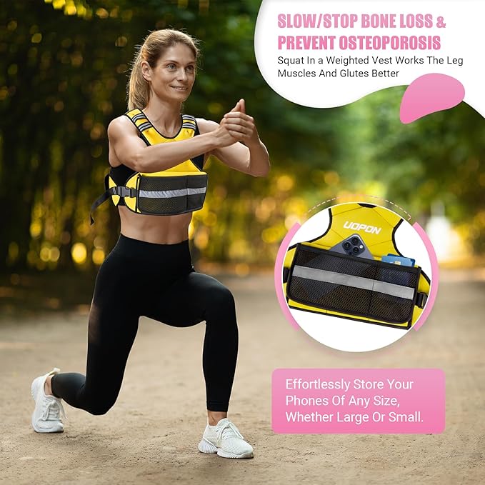 Adjustable Weighted Vest for Women, 6-12 Lbs Rucking Vest with 6 Ironsand Weights, Great Weighted Vest with Plus Pockets & Reflective Strips for Running, Walking, Workout and Strength Training