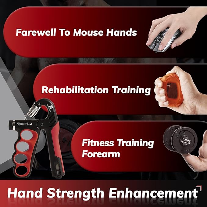 Grip Strength Trainer, Adjustable Resistance 11-220 Ibs Forearm Strengthener,Hand Grip Strengthener With Digital Counter,Improve Wrist Strength,Hand Recovery Exercises