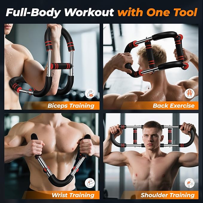 Twister Arm Trainer - Adjustable Resistance 60-100lb for Chest & Arm Workout, Portable Upper Body Strength Training Bar for Home & Gym, Detachable Power Twister Exercise Equipment