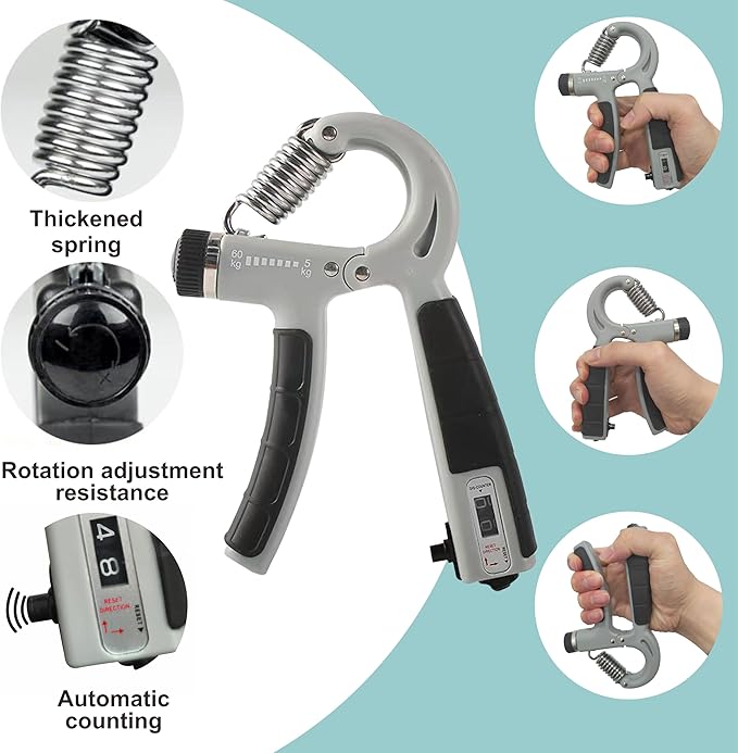 7 PCS Grip Strength Trainer Kit, Hand Gripper Strengthener, Forearm Strengthener, Finger Strengthener, Finger Exerciser, Massage ball, Forearm Workout Ring for Muscle Building and Injury Recover