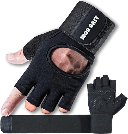 Iron Grit Weight Lifting Gloves,for Men and Women, Workout Gloves with Wrist Support for Exercise, Weightlifting, Training, Pull-ups Breathable and Snug fit