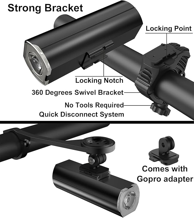 Bike Lights Front and Back, 5000 mAh USB Rechargeable Bicycle Lights, Super Bright 1200 Lumen Bike Headlight and Taillight Set for Night Riding, Cycling Accessories for Road and MTB