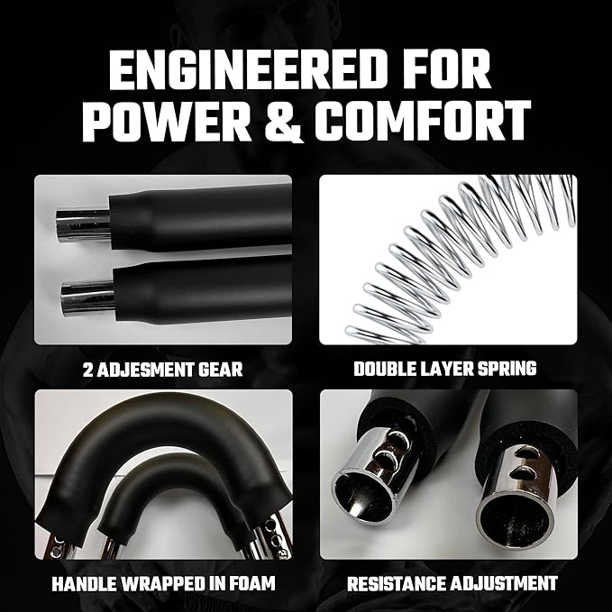 Arm Twister Trainer, Adjustable 3 Resistance Levels (60–100 lbs) with 1 Pair of Silicone Gym Grips Pads, Home Gym Fitness Equipment Chest, Arms, Shoulders & Forearms Portable Exerciser