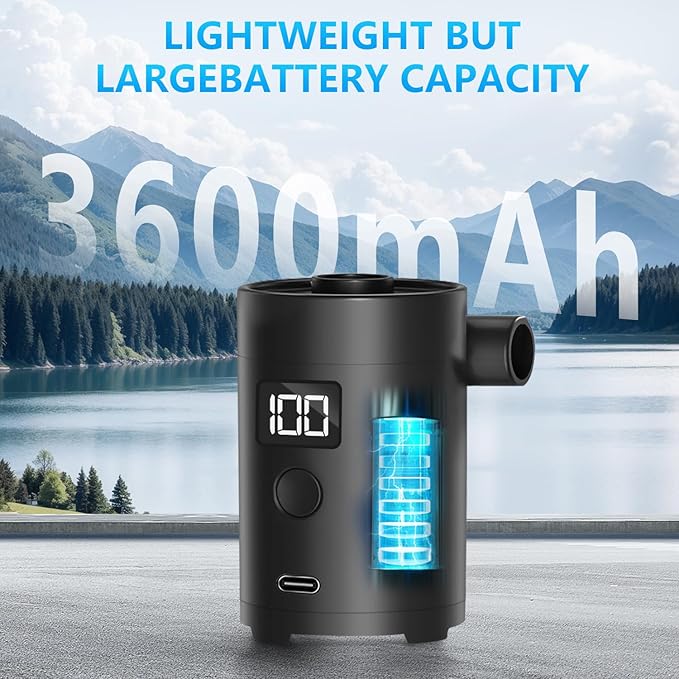 Portable Electric air Pump,Type-c Charging,Inflate Deflate for Pool Floats, Air Bed, Air Mattress Swimming Ring, Vacuum Storage Bags