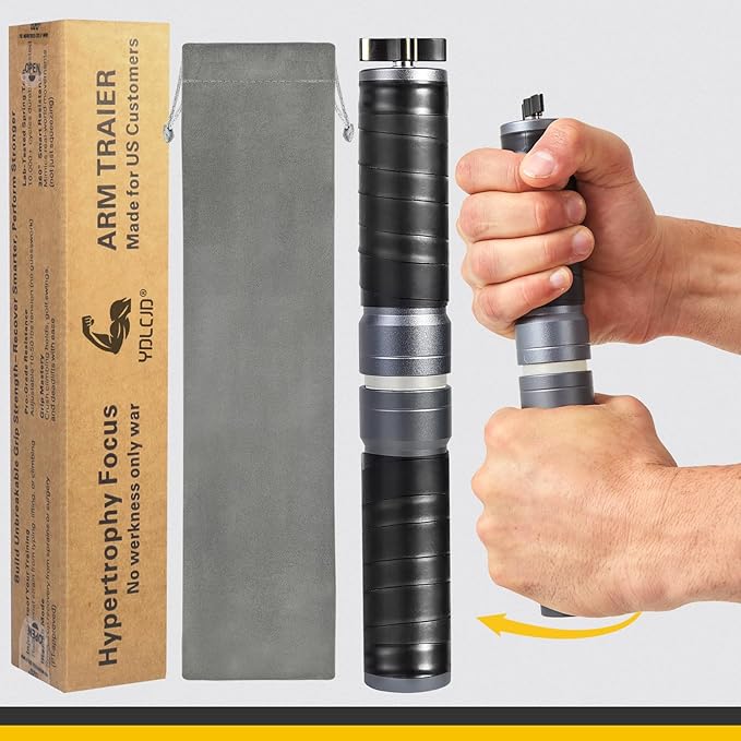 grip strength trainer, Adjustable Metal Design with Silicone Handle, Forearm strengthener Tool for Physical Therapy, Recovery（Black knob）