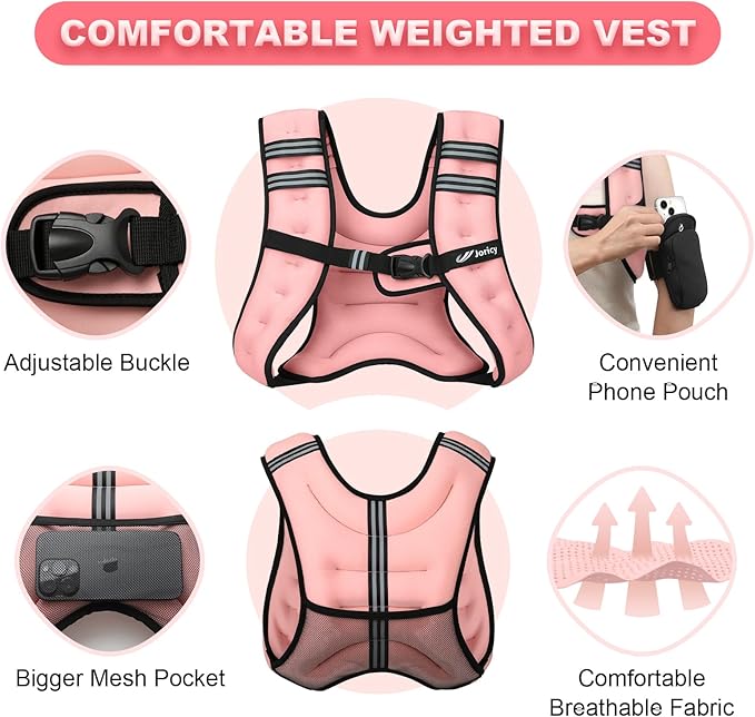 Weighted Vest 5lb/8lb/10lb/15lb/20lb/25lb/30lb Weight Vest Woman Men with Reflective Stripe, Rucking Running Vests for Women Workout Walking Strength Training Weight Loss Fitness Weightlifting