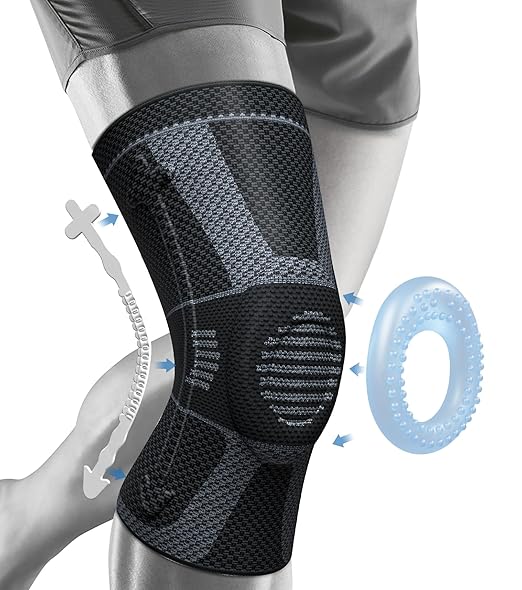 NEENCA Professional Knee Brace for Pain Relief, Medical Knee Compression Sleeve, Knee Support with Horizontal Knit Tech for Meniscus Tear, ACL, Arthritis, Joint Pain, Runner, Workout- FSA/HSA APPROVED