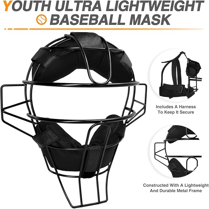Baseball Catcher Mask Umpire Mask,Full-Face Protection Mask for Baseball,Lightweight Secure Fit Provides Maximum Protection and Comfort – Does Not Obstruct View