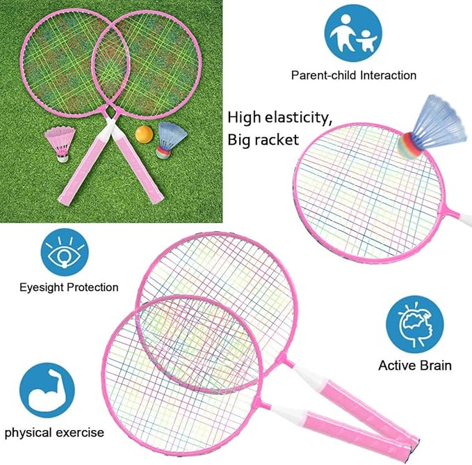 Badminton Rackets for Children,12 in 1 Shuttlecocks Racquet Sports Set w/Lightweight Carrying Bag for Kids Professionals Beginner Players Indoor Outdoor Sport Game