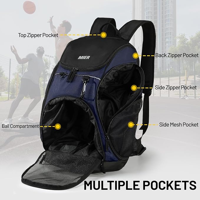 MIER Gym Backpack 40L Basketball Backpack with Ball Compartment & Shoes Storage Multi-Functional Sports Soccer Bag Large Equipment Back Pack Volleyball Backpacks for Men Women