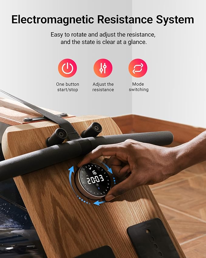 MERACH Water Rowing Machines for Home, Foldable Row Machine with 400LBS Weight Capacity, Dedicated Monitor and Comfortable Seat, Free MERACH App for Immersive Water Rower