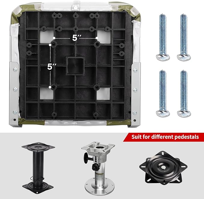 Two Tone Low Back Folding Boat Seat,White/Green/Grey