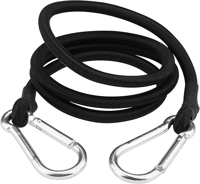 ZHOUBIN 48 Inch Black Bungee Cords with Carabiner Hooks, 4Pcs
