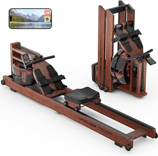 YOSUDA Water Rowing Machines for Home Use- Foldable Rower Machine 400LBS Weight Capacity with Dedicated Monitor & Bluetooth APP, Comfortable Seat