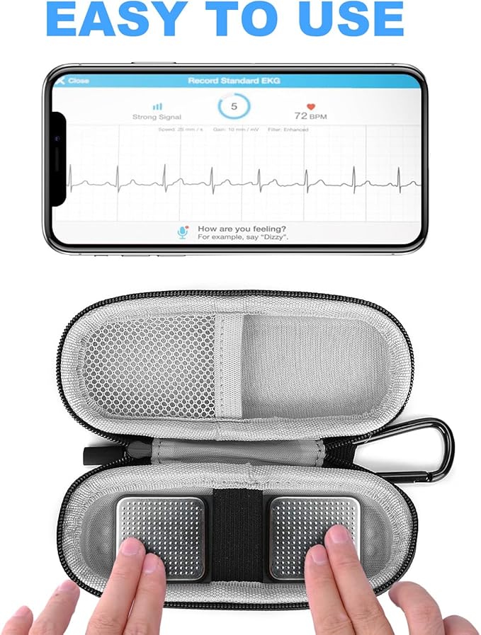 Case for Kardiamobile EKG Monitor, Compatible with Kardiamobile EKG Heart Monitor, Hard Travel Box for Alivecor Kardia Mobile 6L, Pill Box and Carabiner Clip Included