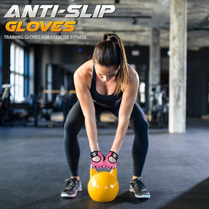 Workout Gloves for Men and Women Weight Lifting Gloves Gym Fitness Exercise Cycling Pull ups Microfiber Lightweight Breathable Non-Slip Silicone Padded Palm Grip Protection