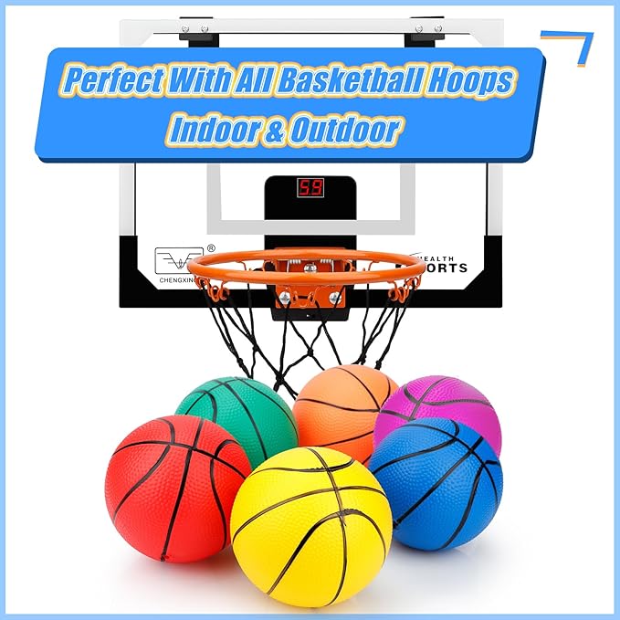 6" Small Basketballs for Kids, Toddler 6 Inch Little Ball for Over Door Mini Hoop, Silence Rubber Basketball Ball for Indoor Outdoor, Beach Sand Toy Balls for Pool Hoop 3PCS with Pump