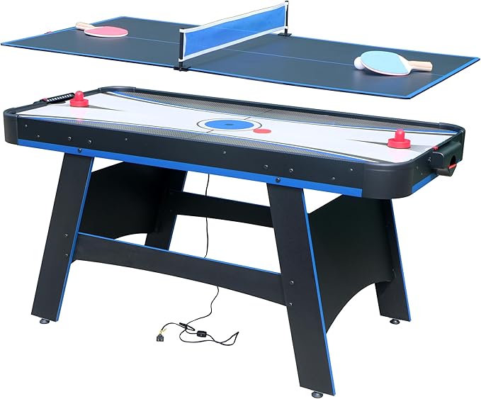 5 Ft Air Hockey, 2-in-1 Hockey Game Table with Table Tennis Top, Multi Game Tables with Strikers, Pucks, Paddles, Balls and net/Post Set