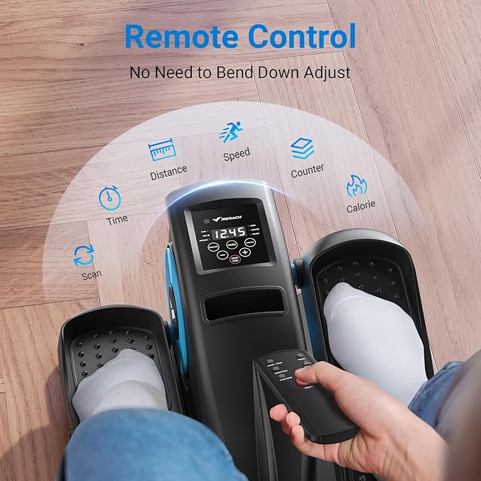 MERACH Under Desk Elliptical Machine, Elliptical Leg Exerciser As Seen On TV for Seniors Adults Fully Assembled, Elliptical Exercise Machine Portable Electric Pedal with Remote Control&12 Auto Mode