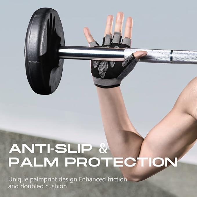 LIFECT Essential Breathable Workout Gloves, Weight Lifting Fingerless Gym Exercise Gloves with Curved Open Back, for Powerlifting, Women and Men