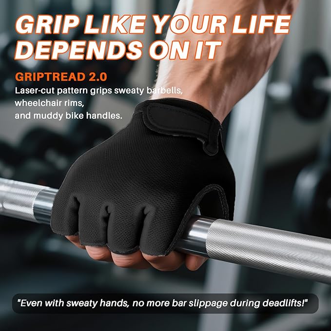 Double-Layer Deerskin Palm Gym Gloves: Anti-Slip Workout Gloves for Men & Women | Weight Lifting, Cycling, Rowing | Breathable 3D Padded Design