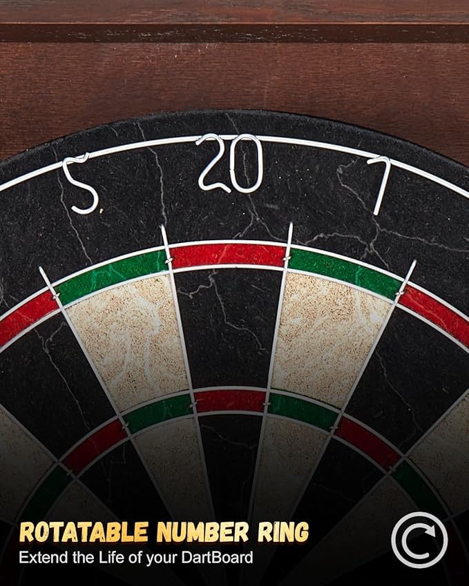 Sisal Dart Board Cabinet Sets, Decorative Dart Boards for Adults [12*Steel Darts] - Wooden Dartboard Cabinet with Integrated Scoreboard for Family Game Rooms
