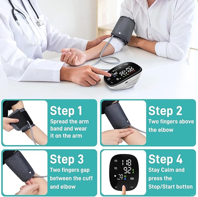 huangirl Blood Pressure Monitor Upper Arm, Automatic Blood Pressure Cuff with Large Cuff - Blood Pressure Monitors for Home Use, Talking Blood Pressure Monitor, 240 Memories for 2 Users