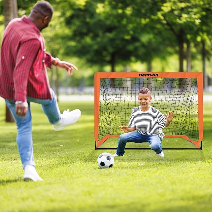 Soccer Goal, Kids Soccer Goals for Backyard Set of 2, 4x3ft Portable Soccer Goal Pop Up Soccer Net, Kids Soccer Net Training Equipment with Soccer Ball, Ladder, Cones, Targets