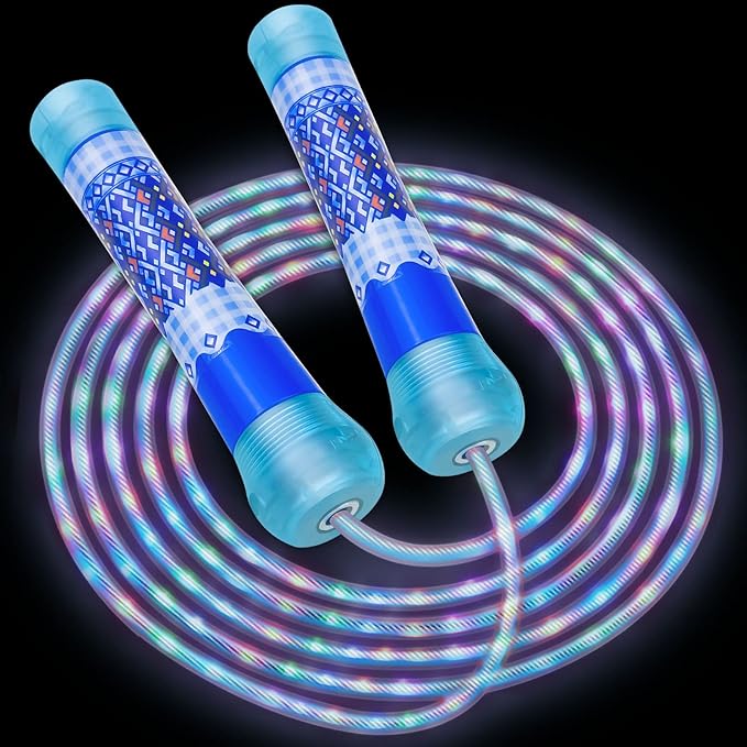 Led Jump Rope for Girls Kids -Glowing Jump Ropes Flashing Colorful Exercise Skipping rope Light Up Luminous Adjustable Skipping Ropes for Girls Boys Women Fitness Weight Loss