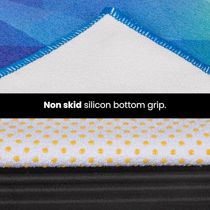 Yoga Drip Yoga Towel - Non Slip Hot Yoga Mat Towel With Corner Pockets, No-Skid Grip, and Built-in Alignment Lines | Soft, Moisture Wicking, and Sweat Absorbent | No Bunching, Stays in Place 72" x 25"