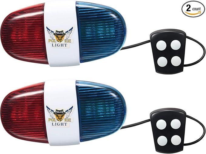 2 Pieces Bike Police Sound Lights LED Sounds Trumpet Bike Horn Police Siren Warning Safety Bicycle LED Light Waterproof