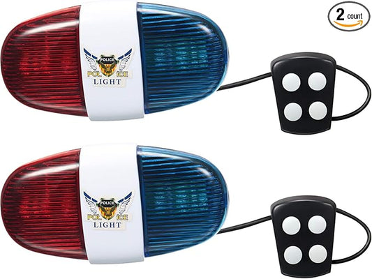 2 Pieces Bike Police Sound Lights LED Sounds Trumpet Bike Horn Police Siren Warning Safety Bicycle LED Light Waterproof