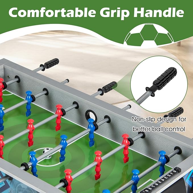 Giantex Foosball Table, 37.5" Foosball Table Adult Size, with 2 Balls, Smooth Handle, Adjustable Leg Leveler, Realistic Soccer Field, Soccer Table Game for Kids, Teens, Table Football Game