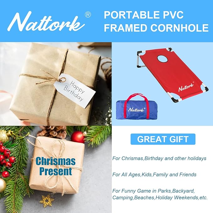 Portable Cornhole Set with 2 Collapsible Cornhole Boards, 8 Cornhole Bean Bags and Carrying Case for Yard Toss Game, Indoor Outdoor Camping Games for Adults Family (3 x 2-feet)