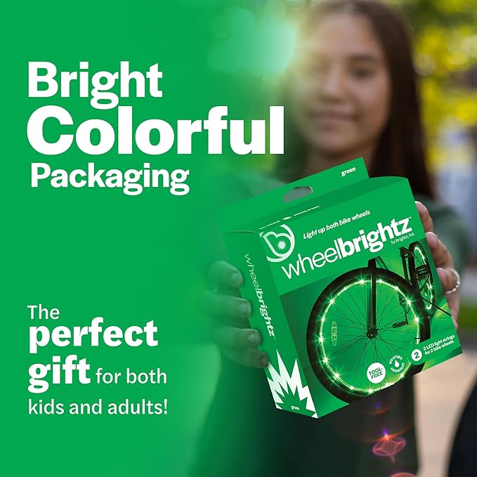 Brightz WheelBrightz LED Bike Wheel Lights - 2025 Edition with Superior Straps & LED-Weatherproof Shield! 14 Colors - Unmatched Durability, Visibility & 48+ Hours of Dazzling Illumination