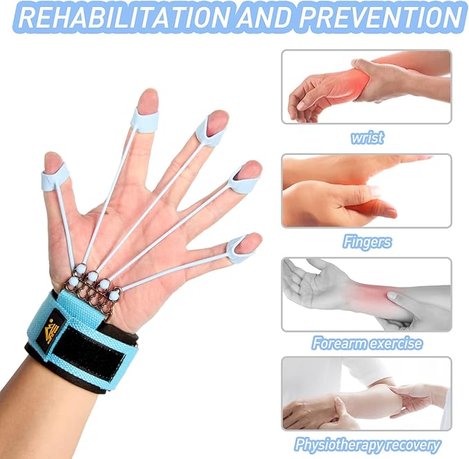 Finger Strengthener, Grip Strength Trainer, Gripster Finger Exerciser, Hand Grip Strengthener for Finger Strength & Therapy, 3 Resistance Levels (Grey 20LB, Blue 40LB, Black 60LB)