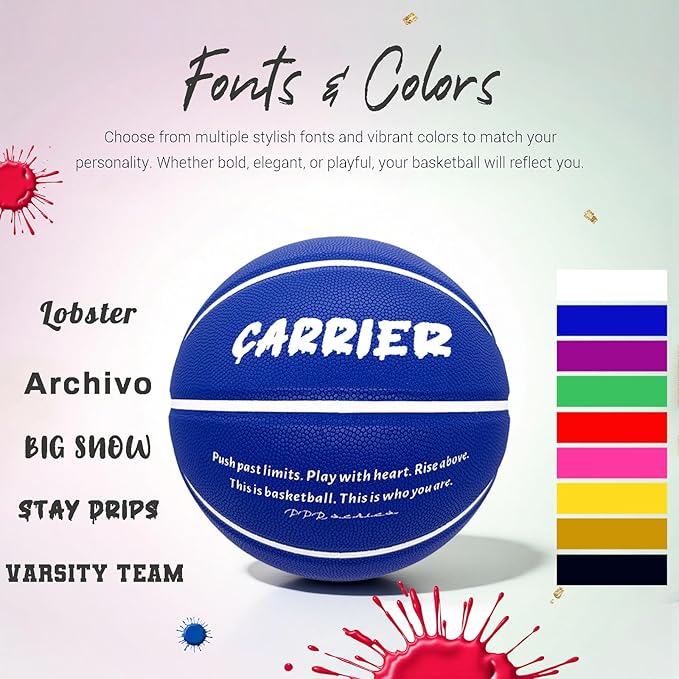 Custom Personalized Basketball – Official Size 7/6 | Leather Indoor/Outdoor Basketball Ball with Name | Idea Gifts