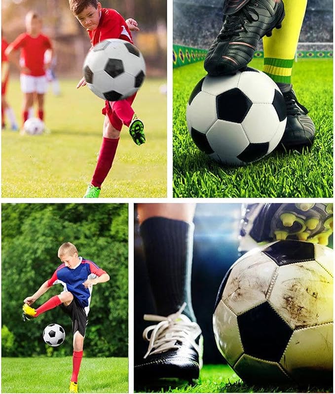 6 Pack Classic Soccer Balls Size 5/4/3 Includes Ball Pump and Net Bag，Soccer Training Ball Practice for Kids and Adults，Competition Soccer for Indoor Outdoor